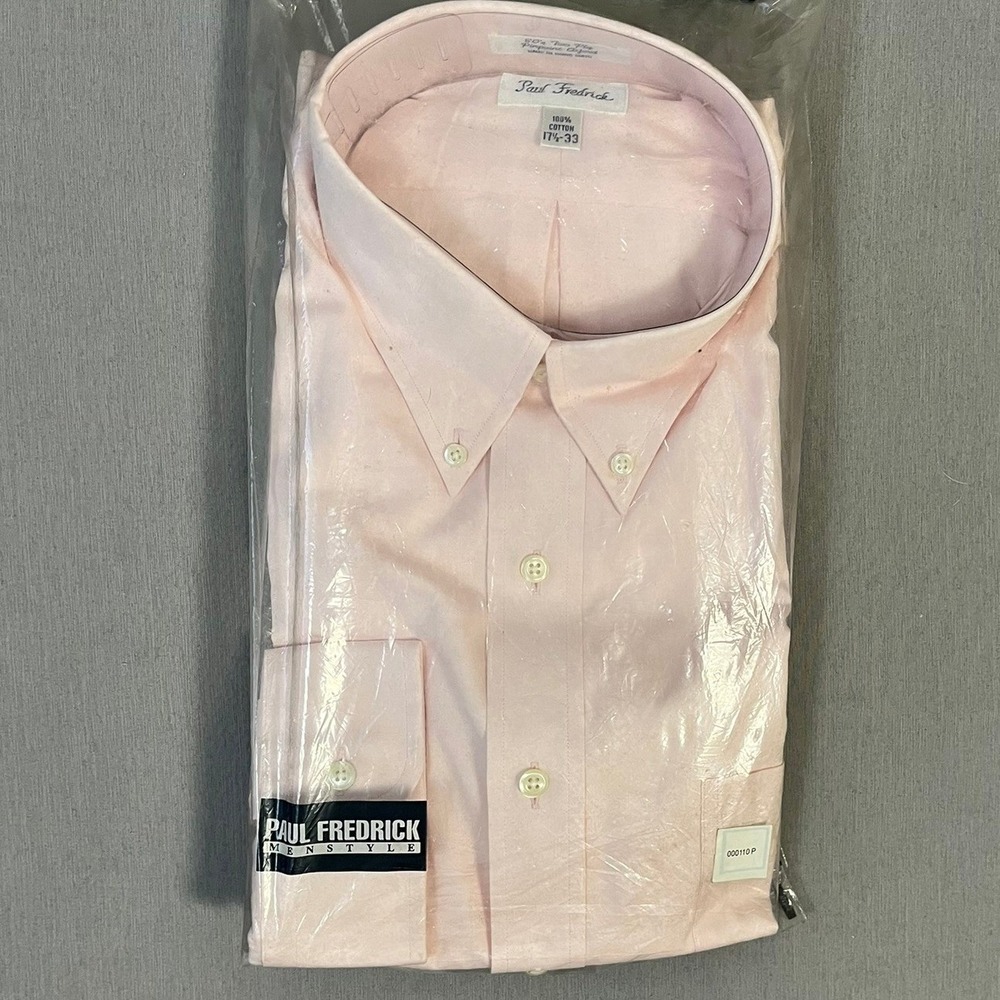 Paul Fredrick Dress Shirt 17.5-33 Pinpoint Oxford Pink Vintage NEW